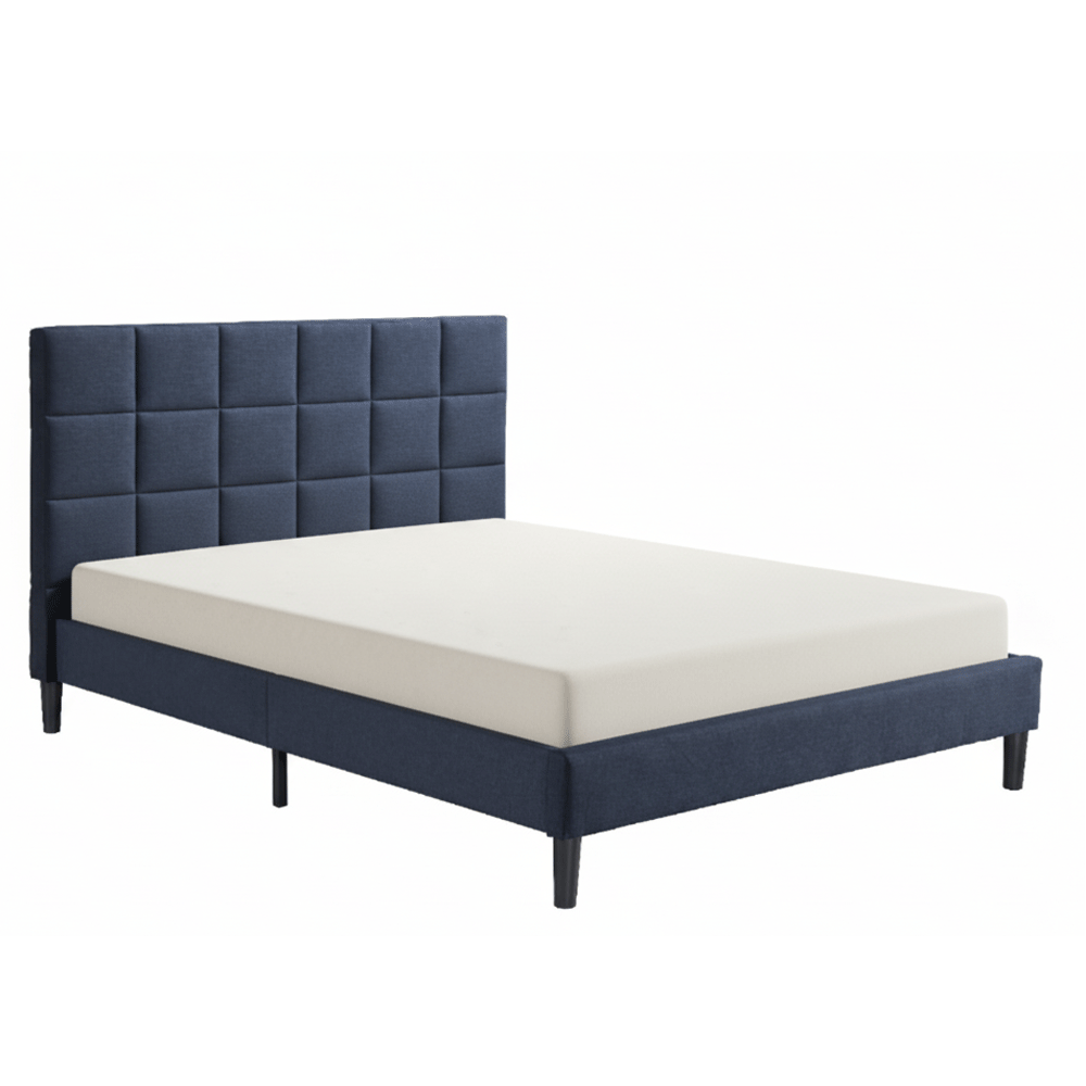 Pat dublu Galaxy, elemente lemn masiv, tapitat cu stofa, cu somiera,160x200 cm, albastru [2]