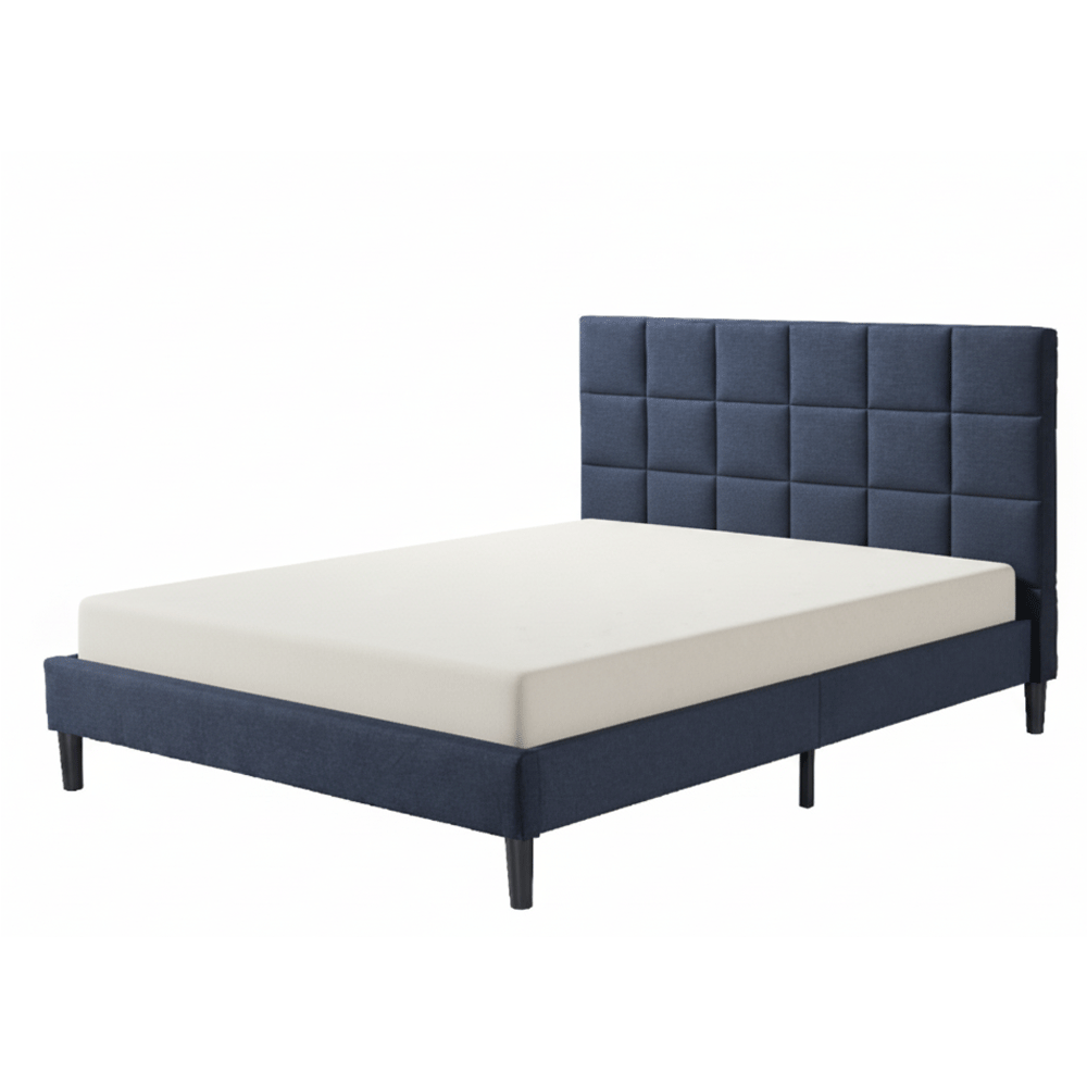 Pat dublu Galaxy, elemente lemn masiv, tapitat cu stofa, cu somiera,160x200 cm, albastru [3]