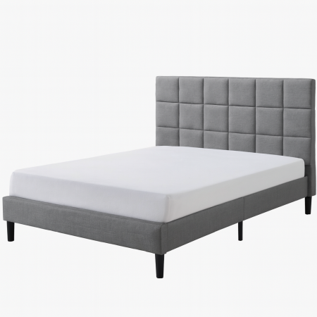 Pat dublu Galaxy, elemente lemn masiv, tapitat cu stofa, cu somiera,160x200 cm, gri [2]