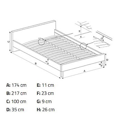 Pat dublu HM Sandy, tapitat cu piele ecologica, somiera inclusa, structura lemn masiv, 160x200 alb [7]