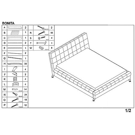 Pat HM Bonita, dublu, tapitat cu piele ecologica, lemn masiv, cu somiera, 160x200, maro [2]