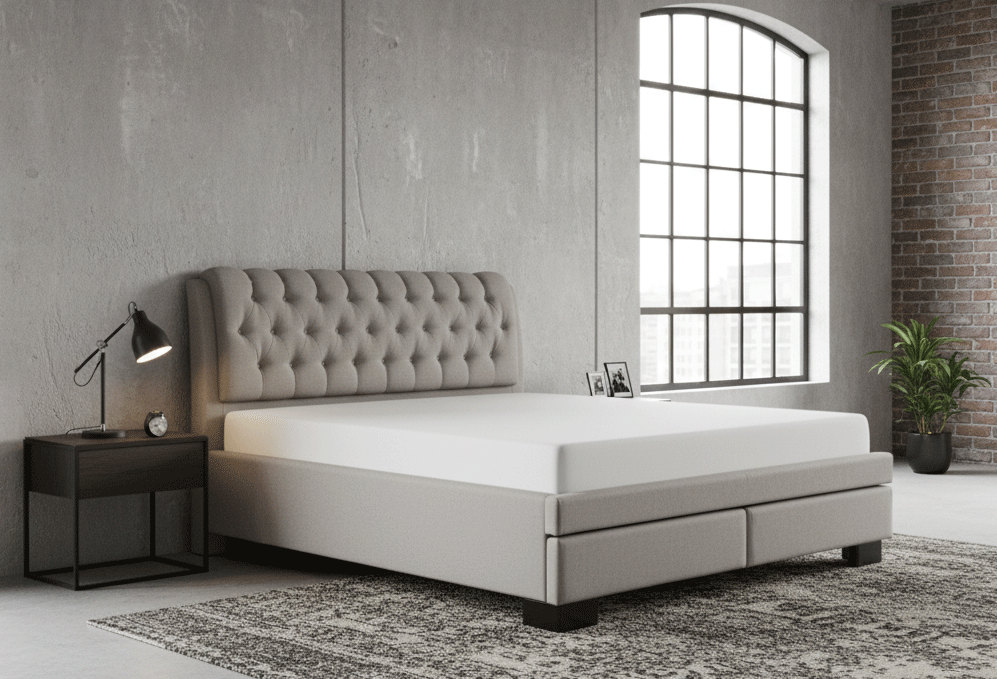 Pat matrimonial Elegant, elemente lemn masiv, sertare, tapitat cu stofa, cu somiera,160x200 cm, bej [3]