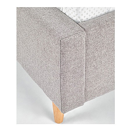 Pat matrimonial HM Doris, tapitat cu textil, lemn masiv, somiera inclusa, 160x200, gri [6]