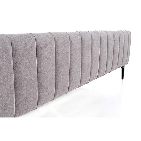 Pat matrimonial HM Francesca, tapiterie textil, somiera inclusa, cadru metalic/lemn masiv, 160 x200, gri [4]
