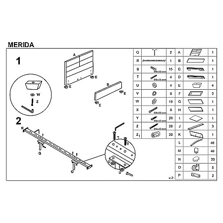 Pat matrimonial, HM Merida, cu sertar, cadru din lemn, somiera inclusa, stofa, 160x200, gri [2]