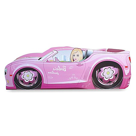 Pat pentru copii Barbie, Pal melaminat, margini rotunjite PVC, 2-8 ani, 150x74x49 cm, roz [1]