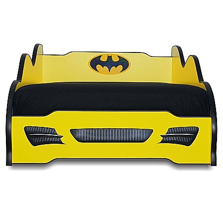 Pat pentru copii Batman Car, Pal melaminat, margini rotunjite PVC, 2-8 ani, 150x74x50 cm, negru/galben [1]