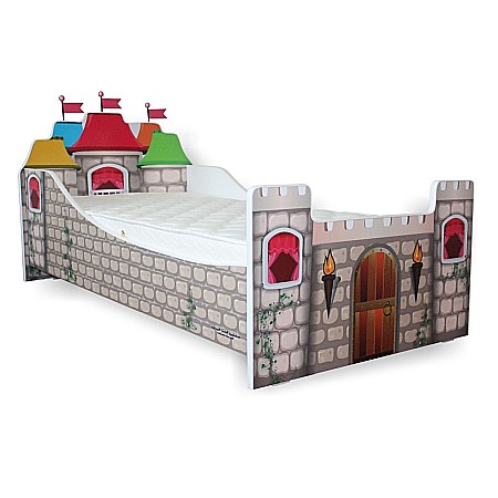 Pat pentru copii Castelul Printesei, Pal melaminat, margini rotunjite PVC, 2-8 ani, 144x78x66 cm, multicolor [1]