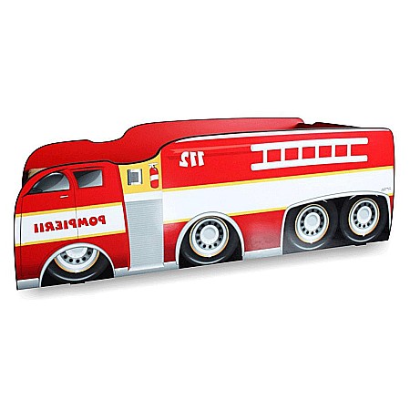 Pat pentru copii Fireman, Pal melaminat, margini rotunjite PVC, 2-12 ani, 170x84x56 cm, rosu [1]