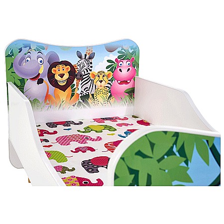 Pat pentru copii HM Happy Jungle, Pal melaminat, cu saltea inclusa, 140x70 cm, multicolor [5]