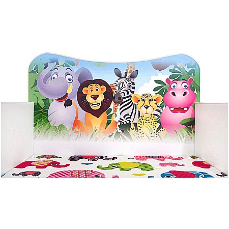 Pat pentru copii HM Happy Jungle, Pal melaminat, cu saltea inclusa, 140x70 cm, multicolor [4]