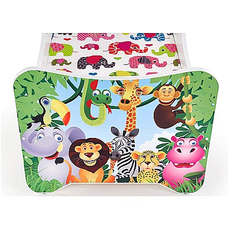 Pat pentru copii HM Happy Jungle, Pal melaminat, cu saltea inclusa, 140x70 cm, multicolor [3]