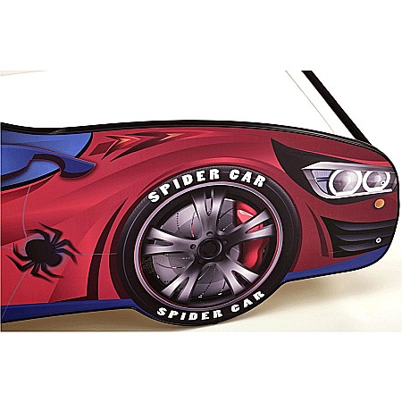 Pat pentru copii HM Spidercar, Pal melaminat, margini anticadere, saltea inclusa, cu somiera, 140x70 cm, multicolor [4]