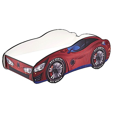 Pat pentru copii HM Spidercar, Pal melaminat, margini anticadere, saltea inclusa, cu somiera, 140x70 cm, multicolor [1]