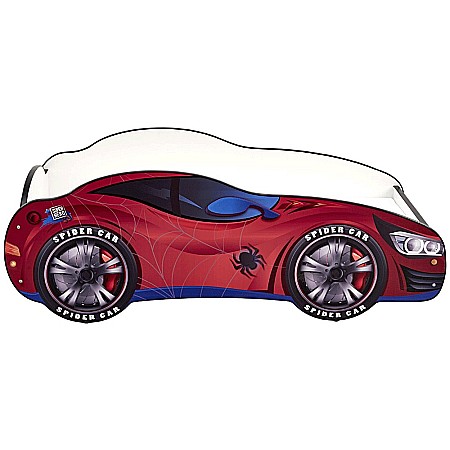 Pat pentru copii HM Spidercar, Pal melaminat, margini anticadere, saltea inclusa, cu somiera, 140x70 cm, multicolor [9]