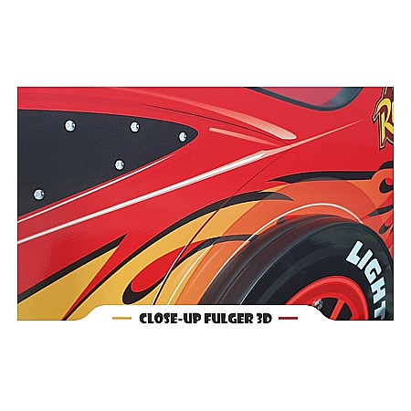 Pat pentru copii Lightning McQueen 3D, Pal melaminat, margini rotunjite PVC, 2-8 ani, 150x82x53 cm, rosu [1]