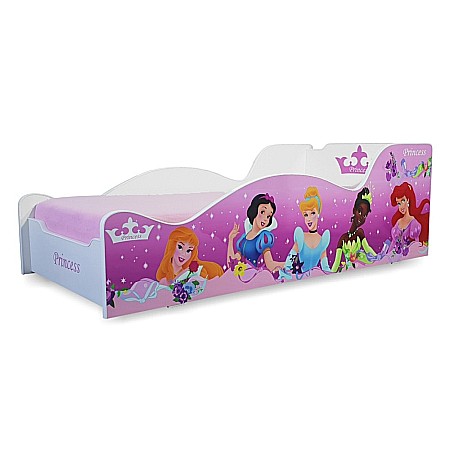 Produse - Pat pentru copii Princesses, Pal melaminat, margini rotunjite PVC, 2-12 ani, 170x84x56 cm, roz