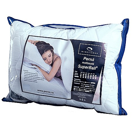 Produse - Perna matlasata bumbac Superball, 70x70 cm, umplutura hipoalergenica, lavabila la 90°C, alb