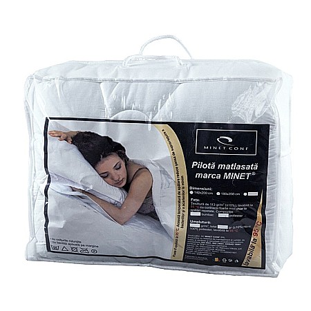 Produse - Pilota microfibra vara, 200x220 cm, matlasata, hipoalergenica, usoara, umplutura bilute siliconizate, densitate 200 g/m², lavabila la 95°C, alb