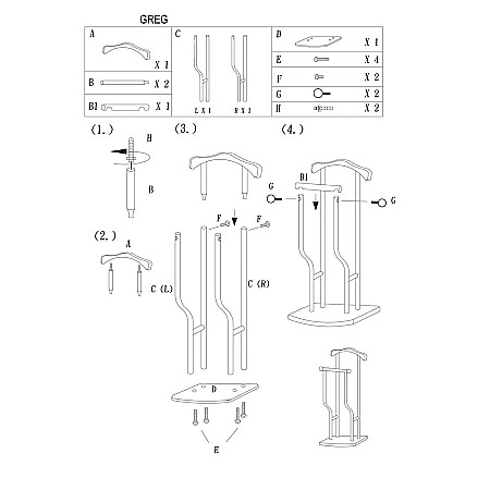 Portmantou dublu, tip valet, SL Greg, cromat, lemn, 107 cm, alb [1]