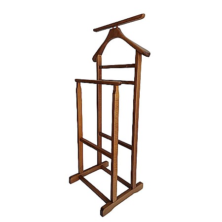 Portmantou suport haine, tip valet, dublu, din lemn masiv, 102 cm, nuc [3]
