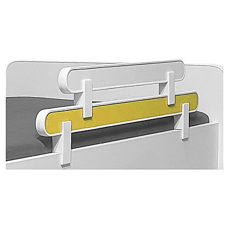 Mobilier copii - Protectie laterala dubla pentru pat copii detasabila, cu cleme, Pal Melaminat, 70x18 cm, alb/multicolor