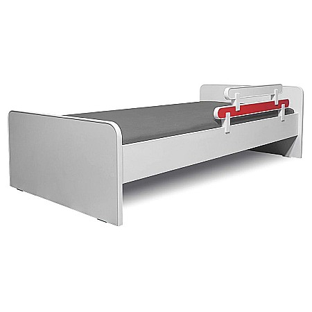Protectie laterala dubla pentru pat copii detasabila, cu cleme, Pal Melaminat, 70x18 cm, alb/multicolor [1]