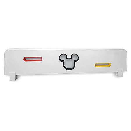Protectie laterala pentru pat copii Mickey, detasabila, cu decupaje si ornamente, cleme prindere, Pal Melaminat, 70x18 cm, alb [2]