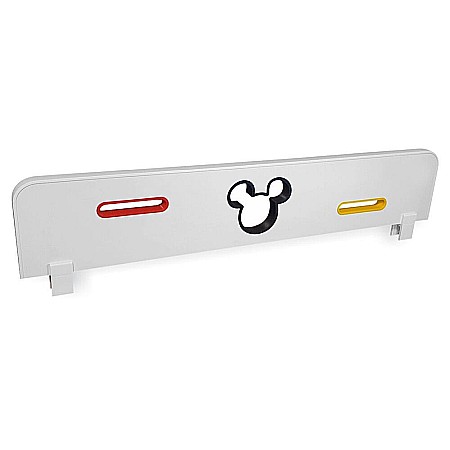 Produse - Protectie laterala pentru pat copii Mickey, detasabila, cu decupaje si ornamente, cleme prindere, Pal Melaminat, 70x18 cm, alb