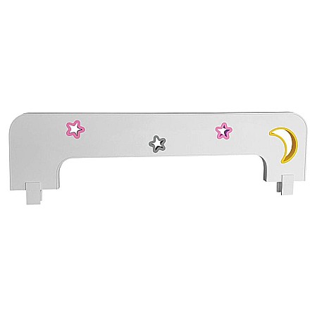 Produse - Protectie laterala pentru pat copii Sky B, detasabila, cu decupaje si ornamente, cleme prindere, Pal Melaminat, 70x18 cm, alb