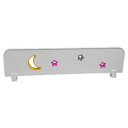 Produse - Protectie laterala pentru pat copii Sky1, detasabila, cu decupaje si ornamente, cleme prindere, Pal Melaminat, 70x18 cm, alb