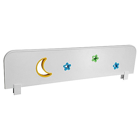 Produse - Protectie laterala pentru pat copii Sky2, detasabila, cu decupaje si ornamente, cleme prindere, Pal Melaminat, 70x18 cm, alb