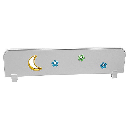 Protectie laterala pentru pat copii Sky2, detasabila, cu decupaje si ornamente, cleme prindere, Pal Melaminat, 70x18 cm, alb [1]