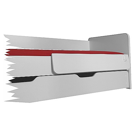 Protectie laterala rabatabila pentru pat copii, detasabila, cu cleme, Pal Melaminat, 70x14 cm, alb [2]