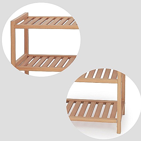 Raft incaltaminte HM ST8, cu 4 polite, lemn masiv, capacitate 12 perechi, natur [1]