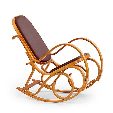 Balansoare stil scandinav - Scaun balansoar HM Max Bis Plus, piele ecologica, cadru lemn curbat, 90 kg, Fag