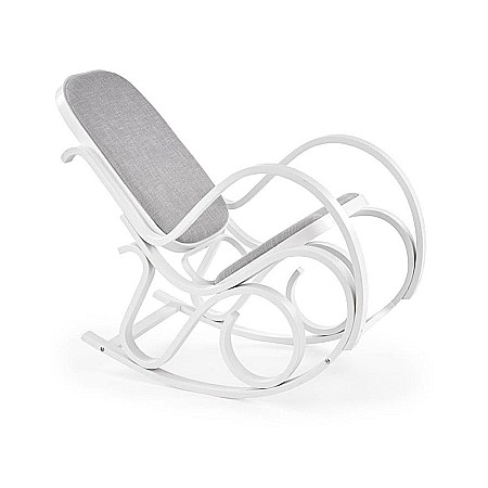 Balansoare stil scandinav - Scaun balansoar HM Max Bis Plus, textil, cadru lemn curbat, 90 kg, alb