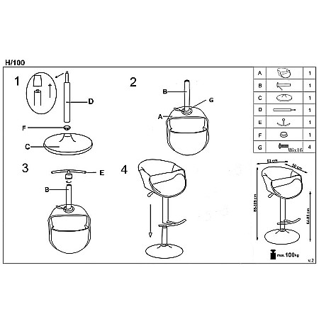 Scaun bar HM H100 Negru [3]