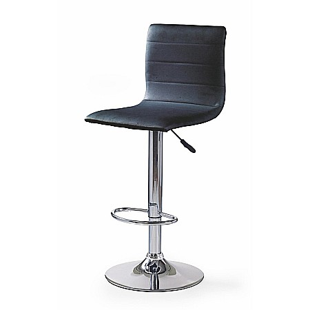 Scaun bar HM H21, Piele ecologica, Inaltime ajustabila, Cu spatar, Rotativ, 90 kg, Negru [1]