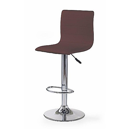Scaun bar HM H21, Piele ecologica, Inaltime ajustabila, Cu spatar, Rotativ, 90 kg, Maro [1]