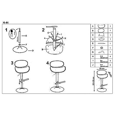 Scaun bar HM H44 negru [5]