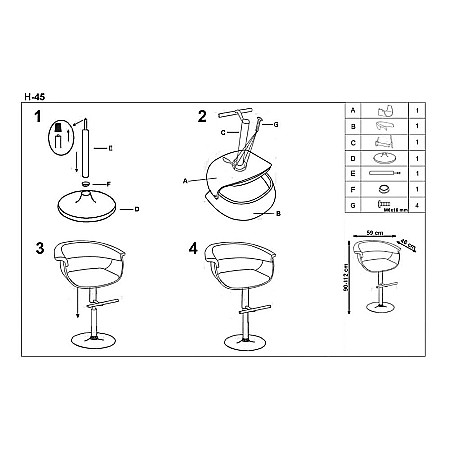Scaun bar HM H45 negru [3]