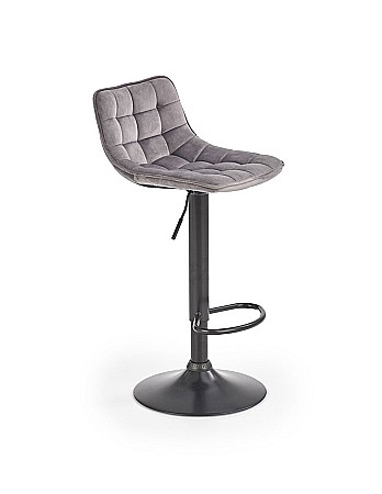 Scaune bar - Scaun bar HM H95, baza metalica, suport picioare, stofa tip plus, ergonomic, rotativ, 100 kg, gri