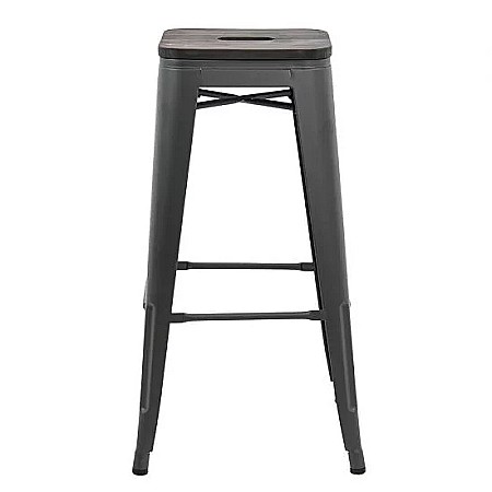 Scaun bar metalic ABS 124, fix, sezut lemn, cu suport picioare, 120 kg [1]