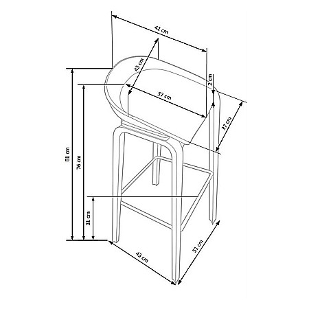 Scaun bar/bucatarie HM H86, polipropilena, tapiterie stofa, cadru lemn, 100 kg, alb/gri [8]