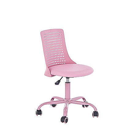 Scaun birou copii din polipropilena HM Pure, piele ecologica, baza vopsita, inaltime reglabila, rotire 360 ˚, 80 kg, roz [0]