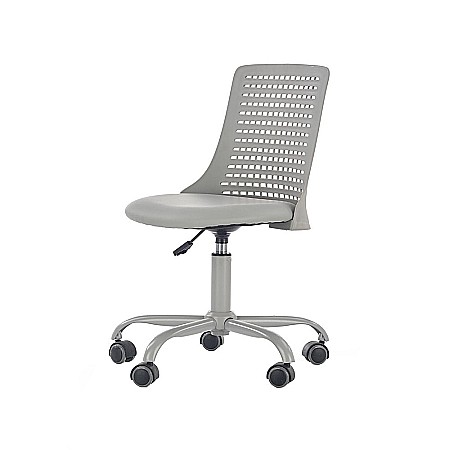 Scaun birou copii din polipropilena HM Pure, piele ecologica, baza vopsita, inaltime reglabila, roti pivotante, 80 kg, gri [1]