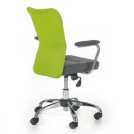 Scaun birou copii HM Andy, Mesh/Stofa, Ergonomic, Cadru Cromat, Inaltime ajustabila, Mecanism balansare, 102 Kg, Verde [1]