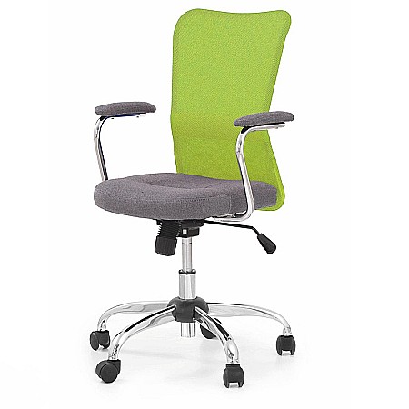 Scaun birou copii HM Andy, Mesh/Stofa, Ergonomic, Cadru Cromat, Inaltime ajustabila, Mecanism balansare, 102 Kg, Verde [2]