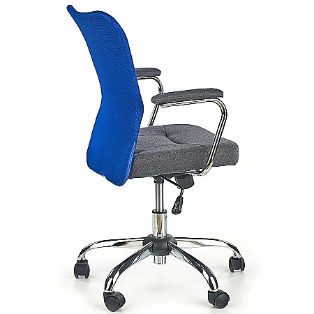 Scaun birou copii HM Andy, Mesh/Stofa, Ergonomic, Cadru Cromat, Inaltime ajustabila, Mecanism balansare, Rotire 360 ˚, 102 Kg, Albastru [2]